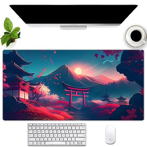 Anime Mouse Pad Pink XL Gaming Desk Mat Mousepad Japanese Desk Pad Mat Red Extended Large Keyboard Pad 31.5 x 15.7 in Laptop Computer Mouse Keyboard Mat for Office Desk Decor