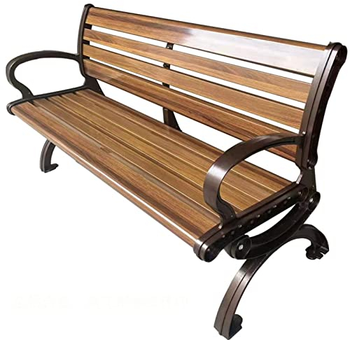 HUHJYUGE Gartenbank Metall, Parkbank mit Rückenlehne & Armlehne, Outdoor Bank Aus Aluminium, Ruhebank Retro-Stil für 2-3 Sitzer, Gartenmöbel Bänke für Terrassen, Balkon (B)