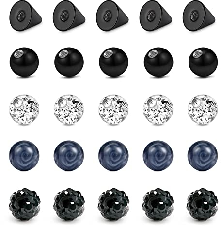 Funseedrr Piercing Kugeln Set 1,2mm Gewinde Edelstahl 3mm Ersatzkugel Schraubkugel