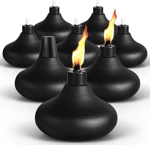 Fan-Torches 8 Pack Metal Table Top Torches, 24.5oz Citronella Torches for Outside, Refillable Flame Light Torch, Decorative Tabletop Lantern for Yard, Patio, Deck, Garden, Party, Landscape