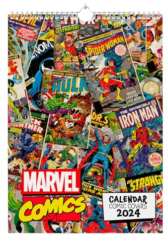 Grupo Erik Marvel Kalender 2024 Wandkalender 2024 - A3 Kalender 2024 Familienplaner 29,7 x 42 cm 12 Monate - Marvel Fanartikel - Offizielle Lizenzprodukte
