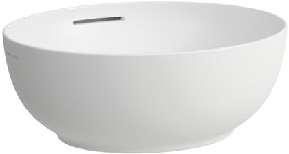 LAUFEN Il Bagno Alessi Waschtisch-Schale, mit Überlauf, 45x40cm, inklusive Ablaufventil Klick-Klack, H8189767571091, Farbe: Weiß Matt