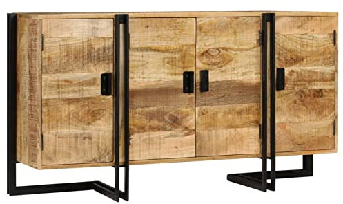 Homgoday Sideboard aus massivem Mangoholz, 150 x 40 x 80 cm, Aufbewahrungsschrank, Sideboard, Küchenschrank, platzsparend, für Wohnzimmer, Schlafzimmer, Büro