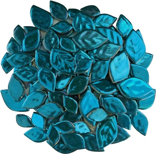 BTMIEY 500 g zufällige schillernde Blätter Keramik-Mosaikfliesen kreative 3 Größen Keramik-Mosaikstücke für Bastelarbeiten Blumentöpfe Vasen Tassen Gartendekoration Mosaikherstellung Palegreen