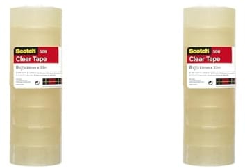 Scotch Transparentes Klebeband 508-8 Rollen - 19mm x 33m - Durchsichtiges Allzweckband für Schule, Heim und Büro (Packung mit 2)