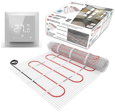 Termofol Fußbodenheizungsmatte Elektrisch strahlendes selbstklebendes Fußbodenheizungssystem 150w/m² Warmmatte Thermo Boden Ohne/Mit Thermostat