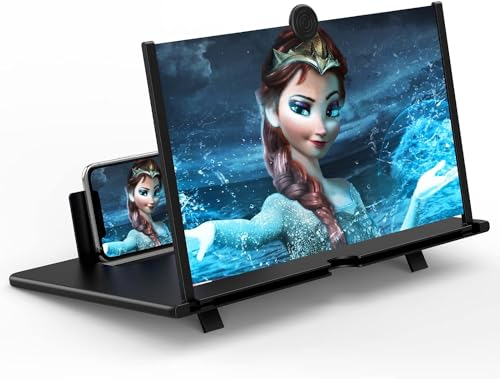 Handy-Bildschirmlupe, 14 Zoll 3D-Bildschirmlupe, faltbarer Handy-Projektor zum Ansehen von Filmen und Videos, geeignet für alle Smartphones (16 Zoll, Schwarz)