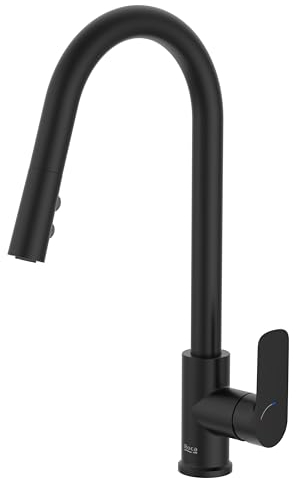 Roca A5A816ENB0 Mezclador Cocina Caño U, Coleccion Cala, Caño Extraíble, Negro Mate