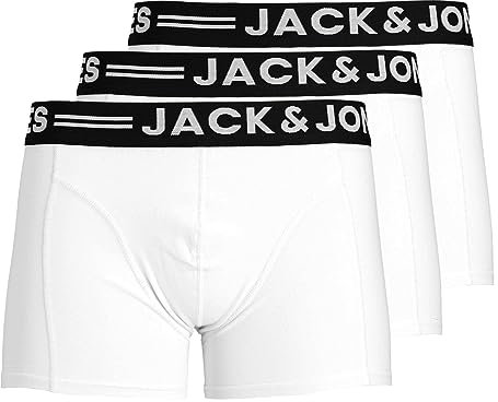 JACK & JONES Herren Unterhosen Shorts Boxershorts Trunks 3er Pack, Farbe:Weiß, Wäschegröße:S, Artikel:- White