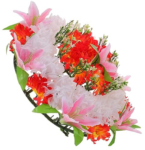 Alipis ghirlanda coroncina fiore artificiale finta funebre ghirlande per la porta d'ingresso fiori artificiali arredamento di fiori tomba ghirlande commemorative per cimitero bara