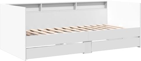 vidaXL Tagesbett, Gästebett mit 2 Schubladen mit Rollen, Schlafsofa für Schlafzimmer, Bettsofa Sofabett Daybed Bett, Weiß 75x190cm Holzwerkstoff