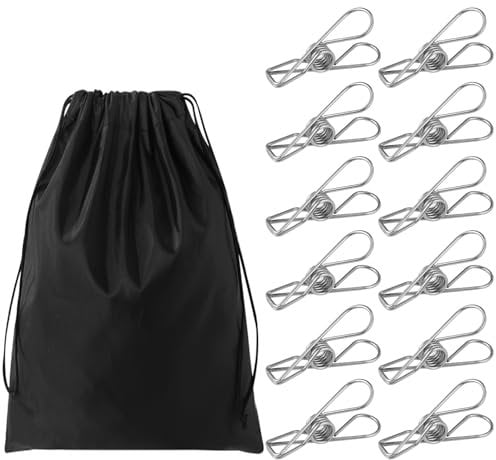 Bakecat Clothes Pegs, 40 Pcs Stainless Steel Clothes Pegs for Washing Line with Storage Bag.