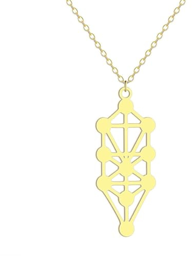 Caiduoduo Mode en acier inoxydable Kabbale Arbre de vie pendentif personnalité Ornement de collier géométrique