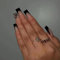 24pcs French Tip False Nails Extra Long Coffin Press on Nails Black Heart Fake Nails Stick on Nails Removable Glue-on Nails Full Cover Fake Nails Women Girls Nail Art Accessories