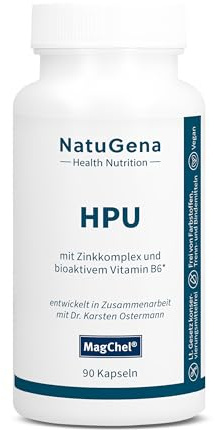 NatuGena HPU – Zinkkomplex & bioaktivem Vitamin B6 | 90 Kapseln | 30 Tage | 4 Zinkverbindungen für funktionelle Breite & gute Verträglichkeit mit Vitamin B12-Komplex, Selen, Mangan & Folsäure (5-MTHF)