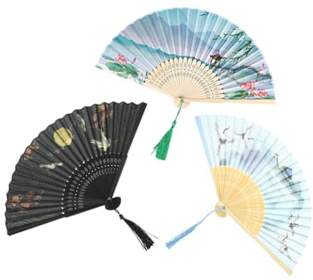 QUMIIRITY 3stücke Teiliges Faltbare Handfächer Im Chinesischen Vintage-stil Dekorative Seidenfächer Mit Rahmen Für Hochzeiten Und Partys Elegante Raumdekoration Mit Einzigartigem Design