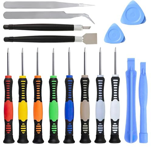 16 Stück Kleine Magnetische Schraubendreher Set, Mini Präzisions Schraubenzieher Werkzeug Set aus Plastik und Legierter Stahl, für Handy, Computers, Brillen, Uhren Reparatur (Farblig)