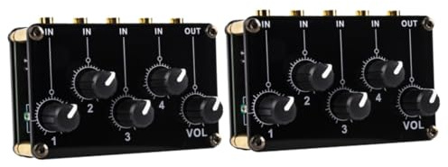Toyvian Tragbarer 4-kanal Line Mixer Passiver Audiomixer ohne Batterie 4 Eingänge 4 Unabhängige Lautstärkeregler für Zuhause und Unterwegs