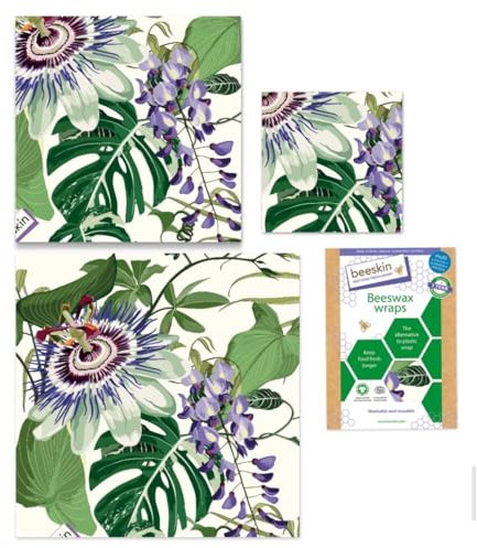 beeskin 3er Set Bienenwachstuch Multi (Passionsblume)