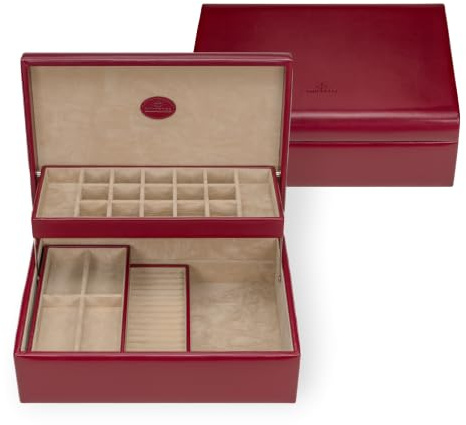 Windrose Charmbox mit 2 herausnehmbaren Einsätze merino/rot