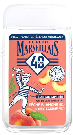 LE MARSEILLAI – Gel Douche Hydratant et Rafraîchissant, Douceur Pêche & Nectarine Bio (250mL) - Lot de 4 - vendu par Lot