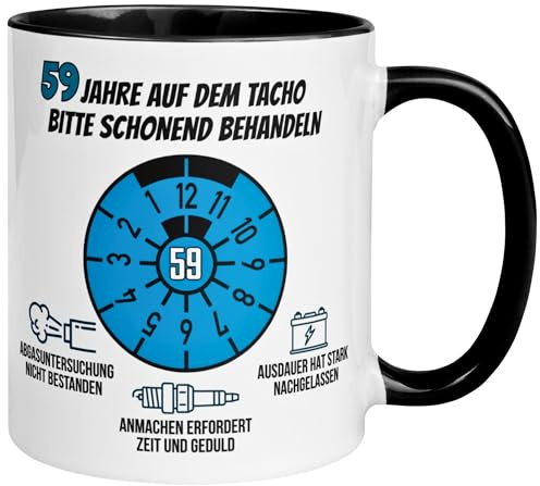59 Geburtstag Mann Geschenk | 59 Jahre auf dem Tacho – Schonend behandeln | Geschenk Männer 59. Geburtstag | Geburtstagsgeschenk 59ter Geburtstag | Lustige Geburtstagstasse mit Spruch zum 59ten