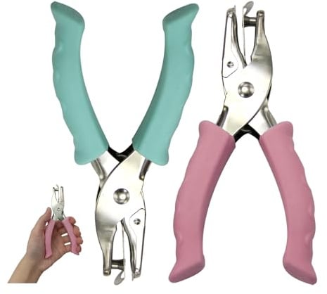 2PCS Papier Stanzer Rund 6mm, Handgeführte Einzellochstanze in Grün und rosa, Metall Locher mit Soft-Griff für DIY, Basteln, Bürobedarf und Schulbedarf, Kreis Metall Papier Locher mit Soft Handle
