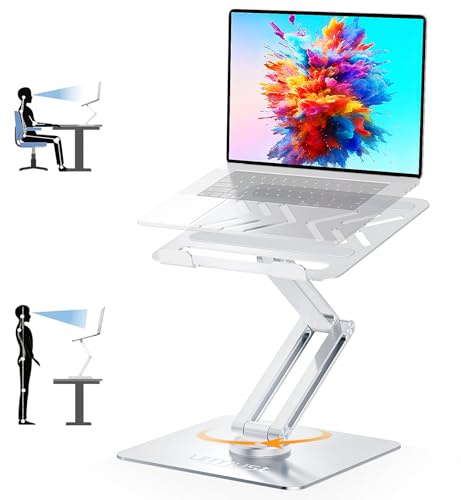 urmust Laptop Stand, Aluminium 360° Rotating Laptop Stand for Desk Sit-Stand Riser up to 12.99, Foldable Laptop Riser for Collaborative Work, Compatible with MacBook Pro, All Laptops 10-17