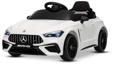 Elektrisches Kinderfahrzeug Mercedes CLE 12V mit Hinterradantrieb, weiß, Einsitzer, Lithium-Akku, LED-Beleuchtung, breiter Sitz, 2,4-GHz-Fernbedienung, MP3-Player mit USB/AUX-Eingang