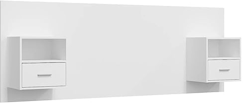 Yisssmeng Tête de lit avec 2 tables de chevet - Tête de lit blanche - Montage mural - En bois - Avec espace de rangement - Design moderne - Pour lits de 120 cm de large