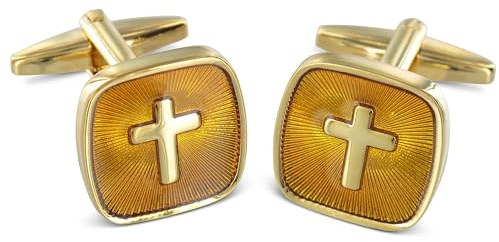 TEROON Manschettenknöpfe Kreuz-Motiv vergoldet