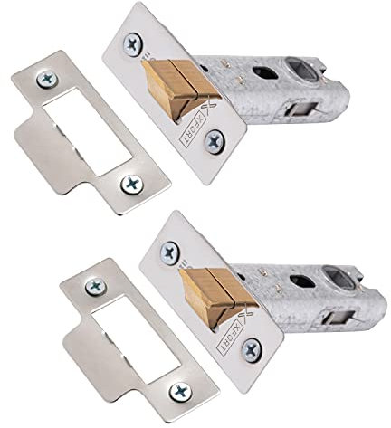XFORT Tubular Latch, Polished Chrome, Tubular Door Latch for Internal Wooden Doors, (2 Pack, 75mm)