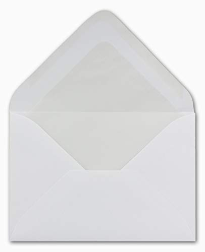 100 DIN B6 Briefumschläge mit Seidenfutter weiß 12,5 x 17,6 cm 80 g/m² Nassklebung Post-Umschläge ohne Fenster ideal für Weihnachten Grußkarten Einladungen von Ihrem Glüxx-Agent
