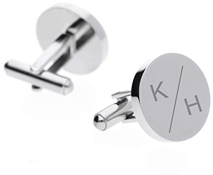 FORYOU24 2 Manschettenknöpfe mit Gravur für Herren rund Motiv 02, personalisiertes Geschenk mit Initialien, silberner Schmuck für Herren, als Hochzeitsgeschenk, zum Jahrestag, zum Hochzeitstag