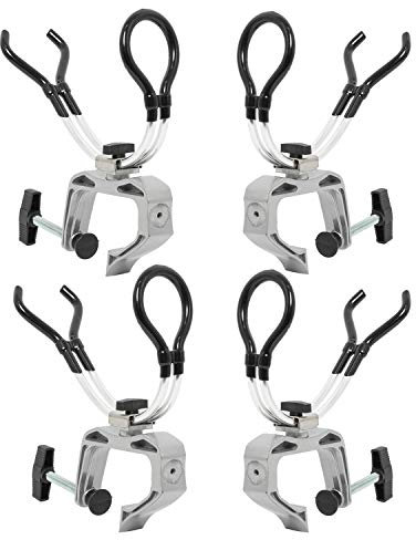 NovelBee 4 Stück Aluminiumlegierung Bootsrutenhalter mit Klemme verstellbar nach oben und unten und 360 Grad drehbar Angelrutenhalter