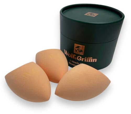 Wolf & Griffin Beauty Blender Set - Pack of 3 Makeup Sponges for Flawless Foundation Application, Includes Gift Box