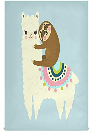 Mnsruu Geschirrtücher mit Cartoon-Lama-Alpaka-Faultier-Motiv, 6 Stück, super saugfähig, weich, 71 x 46 cm