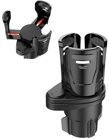 Car Cup Holder Expander Adapter, Vehicle-Mounted Car Cup Holder and Organizer, All Purpose Car Water Cup Drink Holder, 360 Degrees Rotating Car Dual Cup Mount Adjustable Stand Expander for Car (Black)