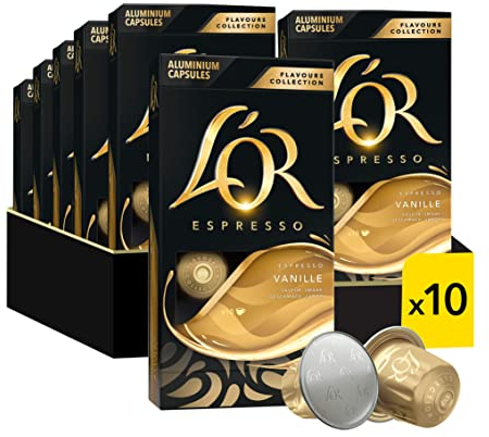 L'OR - Café Espresso - Vanille - Rond - Délicat - Compatible Nespresso ®* - 10 lots de 10 capsules aluminium