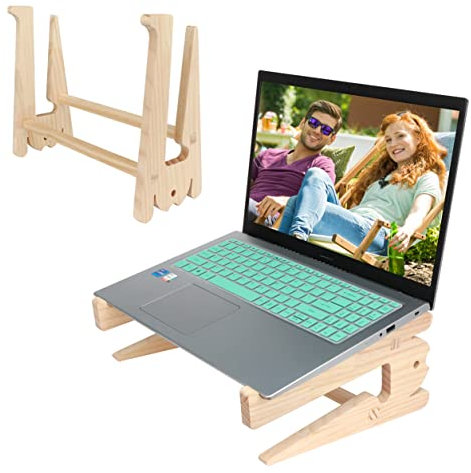 HuaLiSiJi Supporto Laptop Legno Supporto Legno Portatile, Universale Ergonomico Ben Ventilato, Bello, Salvaspazio (B)