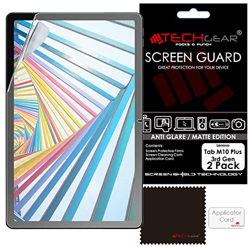 TECHGEAR [Pack of 2 Anti Glare/Matte Screen Protectors for Lenovo Tab M10 Plus 3rd Gen 2022 (10.6 Inch screen) TB125 / TB128 Matte Screen Protector Covers + Screen Cleaning Cloth & Applicator Card