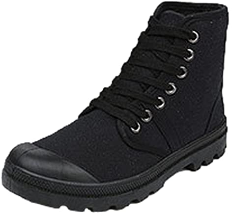 ANUFER Uomo Moda Caviglia Alta Stivali da Deserto Allacciato All’aperto Scarpe di Tela Nero SN0711113 EU43