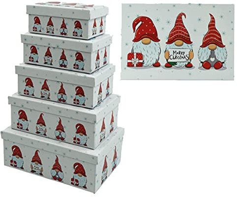 Geschenkkarton Set Wichtel (5er Set) - Weihnachten Karton, Geschenkbox, Geschenkschachtel