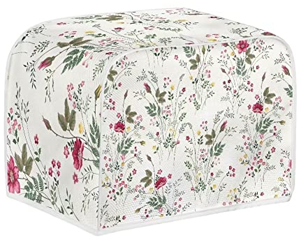 Doojoayie Simple Pink Flower 4 Slice Toaster Cover Small Appliance Cover Dustproof Cover Small Bread Cover for Most Standard Toasters