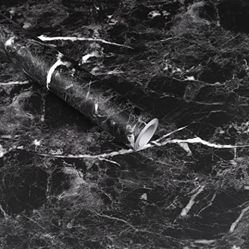 Klebefolie Möbel Marmor Möbelfolie Schwarz Selbstklebend Folie 30cmX200cm Wasserdicht Tapeten Dekofolie für Möbel Wände Schränke Küche Tische