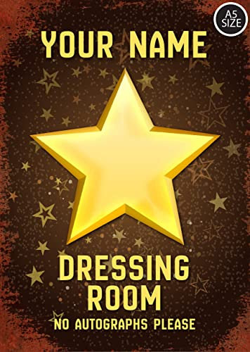 ELITEPRINT Personalised Custom Dressing Room Door Sign Brown and Gold Metal Sign Plaque - Wall Art Decorations (A5 (14.8cm x 21cm))