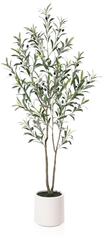 LOMANTO Artificial Olive Trees, 5 ft Tall Fake Olive Trees for Indoor