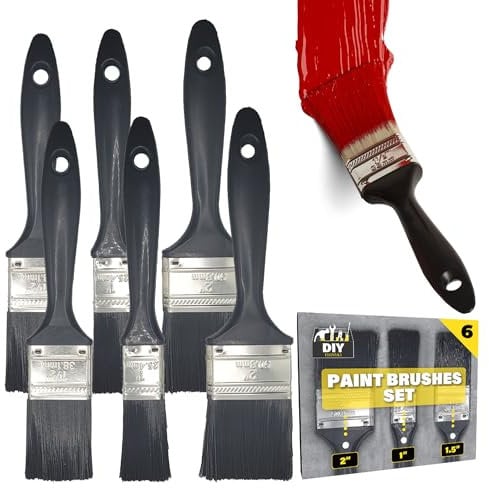 SOL 6pk Paint Brushes Set - 1, 1.5, 2 Paint Brushes Decorating Set - Ideal for DIY - Multipurpose, Interior and Exterior Painting, No Bristle Loss, Wood Wall Ceiling Cutting In