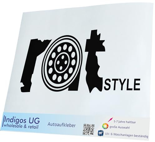 INDIGOS UG Auto Aufkleber Auto - 300x143 mm - Rat Style schwarz - Selbstklebender Sticker für Auto, Fenster, Bus oder LKW - UV-beständig & wetterfest