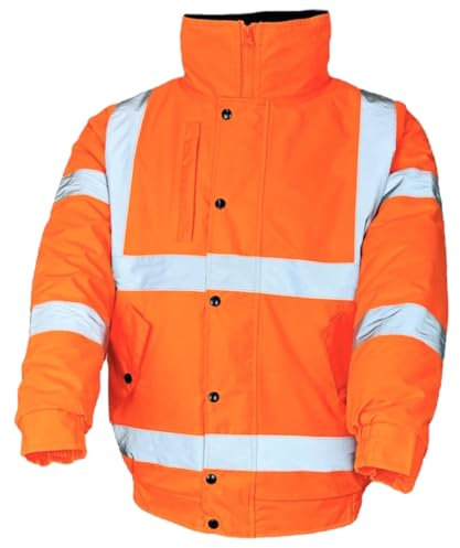 HI LIGHT VISIBLY BRIGHTER High-Visibility Orange Bomber Jacket: Conforms to EN20471 (Class 3) & Rail Standard (XL, Orange)